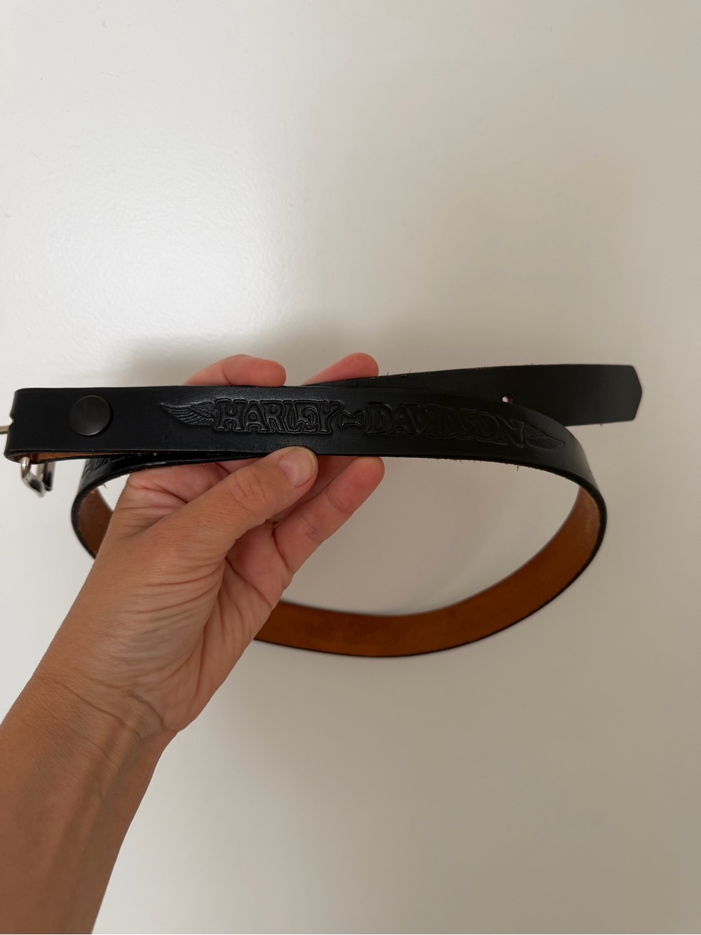 Harley-Davidson Black Leather Embossed Logo Belt